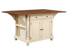 Load image into Gallery viewer, Slater 2-drawer Kitchen Island with Drop Leaves Brown and Buttermilk image