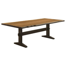Load image into Gallery viewer, Bexley Live Edge Trestle Dining Table Natural Honey and Espresso