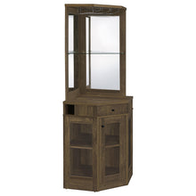 Load image into Gallery viewer, Alviso Corner Bar Cabinet with Stemware Rack Rustic Oak image