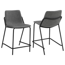 Load image into Gallery viewer, Earnest Solid Back Upholstered Counter Height Stools Grey and Black (Set of 2)