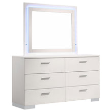 Load image into Gallery viewer, Felicity 6-drawer Dresser with LED Mirror White High Gloss