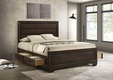 Load image into Gallery viewer, Kauffman California King, Eastren king, &amp; Queen Storage Bed Dark Cocoa