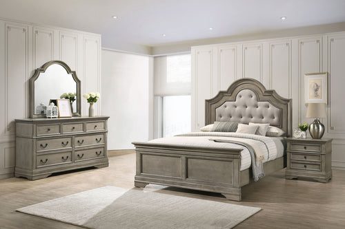 Manchester Bedroom Set with Upholstered Arched Headboard Wheat image