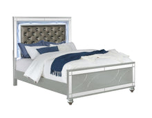 Load image into Gallery viewer, Gunnison California King, E.King, &amp; Queen Panel Bed with LED Lighting Silver Metallic