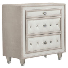 Load image into Gallery viewer, Antonella 3-drawer Upholstered Nightstand Ivory and Camel