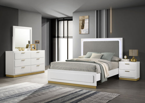 Caraway 4 Pc & Pc E.King, Cal.King, & Queen Bedroom Set Black & White
