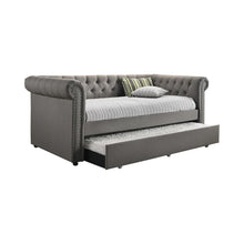 Load image into Gallery viewer, Kepner Tufted Upholstered Daybed Grey with Trundle image