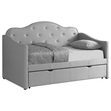 Load image into Gallery viewer, Elmore Upholstered Twin Daybed with Trundle Pearlescent Grey image