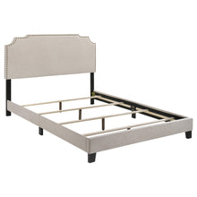 Load image into Gallery viewer, Tamarac Upholstered Nailhead Full, Eastern King &amp; Queen Bed Beige &amp; Grey