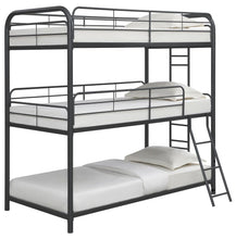 Load image into Gallery viewer, Garner Triple Twin Bunk Bed with Ladder Gunmetal image