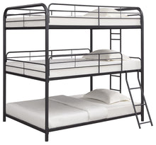 Load image into Gallery viewer, Garner Triple Full Bunk Bed with Ladder Gunmetal image