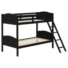 Load image into Gallery viewer, Arlo Twin Over Twin Bunk Bed with Ladder Black image