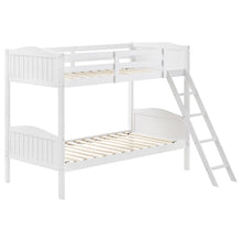 Load image into Gallery viewer, Arlo Twin Over Twin Bunk Bed with Ladder White image