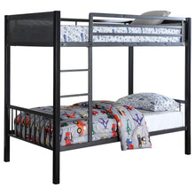 Load image into Gallery viewer, Meyers Twin Over Twin Metal Bunk Bed Black and Gunmetal image