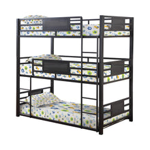 Load image into Gallery viewer, Rogen Twin Triple Bunk Bed Dark Bronze image