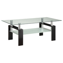 Load image into Gallery viewer, Dyer Tempered Glass Coffee Table with Shelf Black image