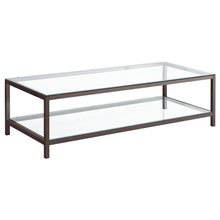 Load image into Gallery viewer, Trini Coffee Table with Glass Shelf Black Nickel image