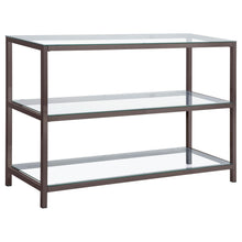 Load image into Gallery viewer, Trini Sofa Table with Glass Shelf Black Nickel image