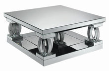 Load image into Gallery viewer, Amalia Square Coffee Table with Lower Shelf Clear Mirror image