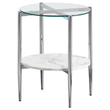 Load image into Gallery viewer, Cadee Round Glass Top End Table Clear and Chrome image