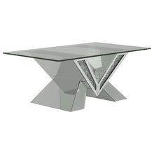 Load image into Gallery viewer, Taffeta V-shaped Coffee Table with Glass Top Silver image