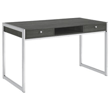 Load image into Gallery viewer, Wallice 2-drawer Writing Desk Weathered Grey and Chrome image