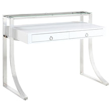 Load image into Gallery viewer, Gemma 2-drawer Writing Desk Glossy White and Chrome image