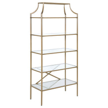 Load image into Gallery viewer, Serena 5-tier Tempered Glass Shelves Bookcase Matte Gold image