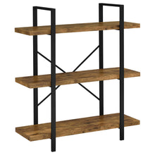 Load image into Gallery viewer, Cole 3-Shelf Bookcase Antique Nutmeg and Black image