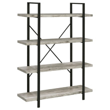 Load image into Gallery viewer, Cole 4-Shelf Bookcase Grey Driftwood and Gunmetal image