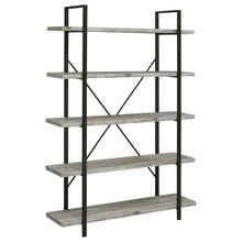 Load image into Gallery viewer, Cole 5-Shelf Bookcase Grey Driftwood and Gunmetal image