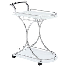 Load image into Gallery viewer, Elfman 2-shelve Serving Cart Chrome and White image