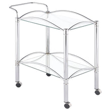 Load image into Gallery viewer, Shadix 2-tier Serving Cart with Glass Top Chrome and Clear image