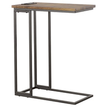 Load image into Gallery viewer, Rudy Snack Table with Power Outlet Gunmetal and Antique Brown