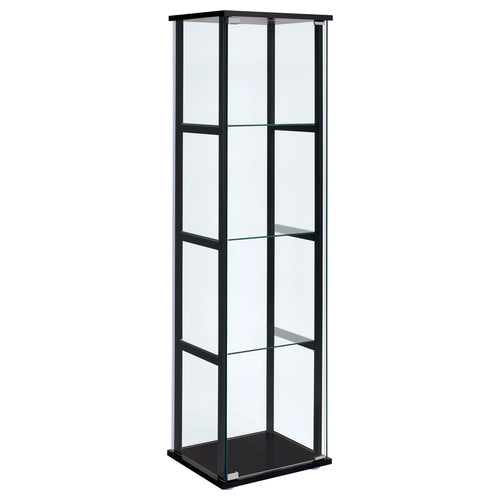 Cyclamen 4-shelf Glass Curio Cabinet Black and Clear image