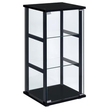 Load image into Gallery viewer, Cyclamen 3-shelf Glass Curio Cabinet Black and Clear image