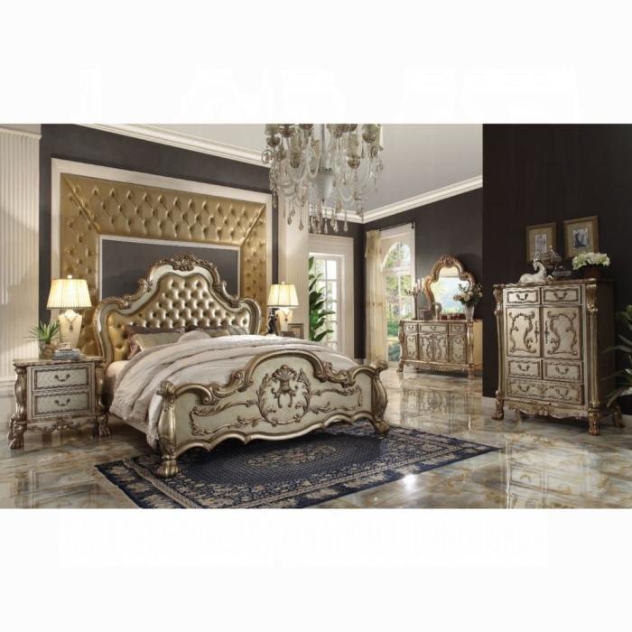 Dresden Bone PU & Gold Patina California King Bed