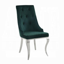 Load image into Gallery viewer, Dekel Green Fabric &amp; Stainless Steel Side Chair