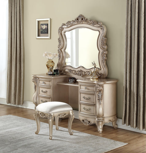 Gorsedd Antique White Vanity Desk & Mirror image