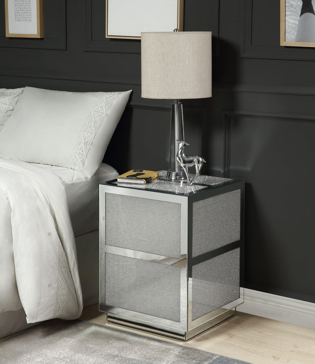 Lavina Mirrored & Faux Diamonds End Table