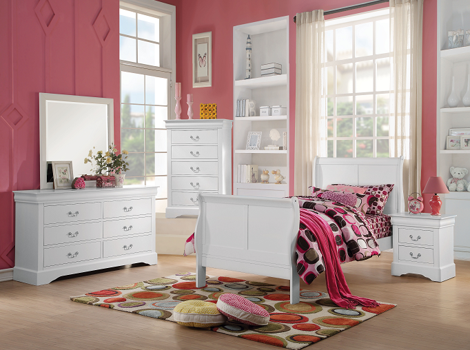 Louis Philippe III White Full Bed