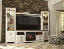 Load image into Gallery viewer, Willowton 4-Piece Entertainment Center with Electric Fireplace