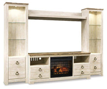 Load image into Gallery viewer, Willowton 4-Piece Entertainment Center with Electric Fireplace