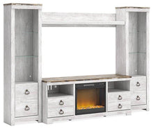 Load image into Gallery viewer, Willowton 4-Piece Entertainment Center with Electric Fireplace