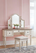 Load image into Gallery viewer, Realyn Vanity and Mirror with Stool