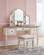 Load image into Gallery viewer, Realyn Vanity and Mirror with Stool