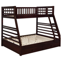 Load image into Gallery viewer, Ashton Twin Over Full 2-drawer Bunk Bed Cappuccino, White, Navy, Honey, &amp; Brown image