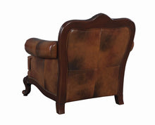 Load image into Gallery viewer, Victoria Rolled Arm Chair Tri-tone and Brown