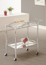 Load image into Gallery viewer, Shadix 2-tier Serving Cart with Glass Top Chrome and Clear