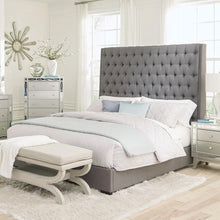 Load image into Gallery viewer, Camille Tall Tufted California King, E.King &amp; Queen Bed Grey
